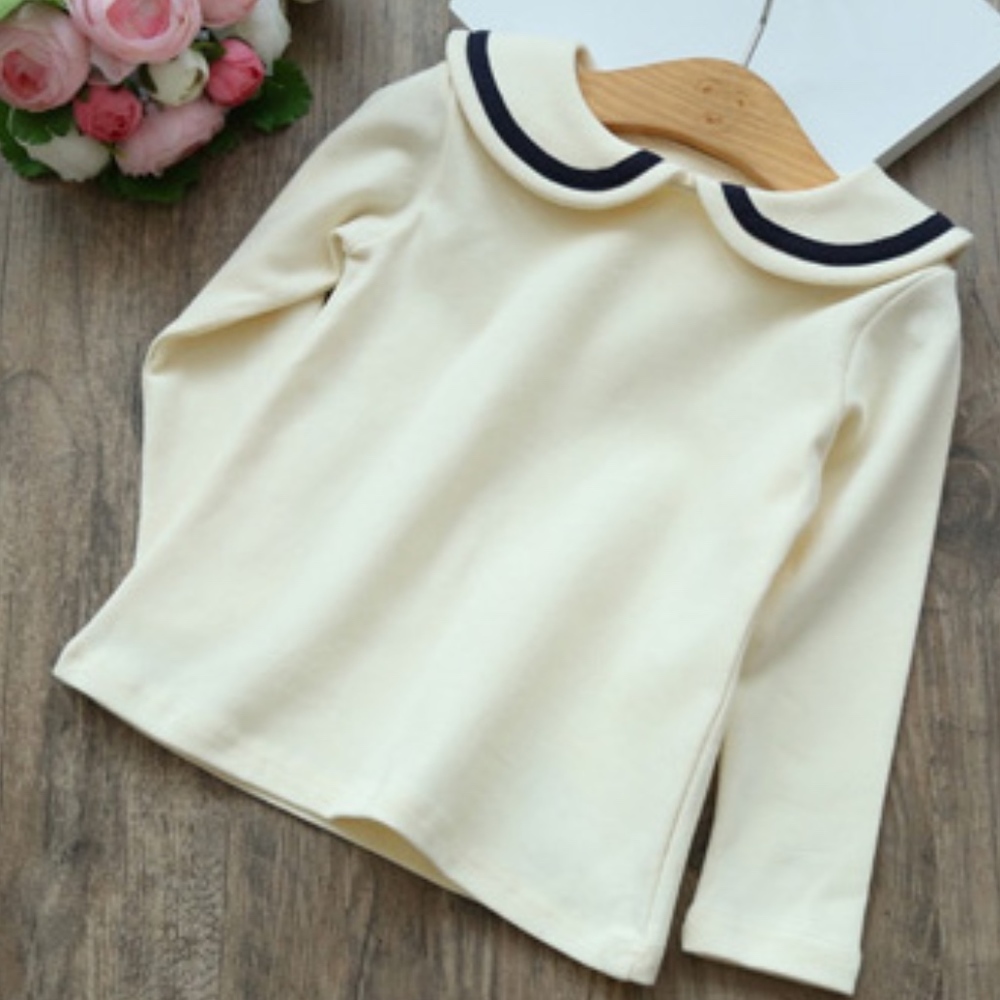 Girls’ Peter Pan Collar Polo Shirt Yellow Blouse